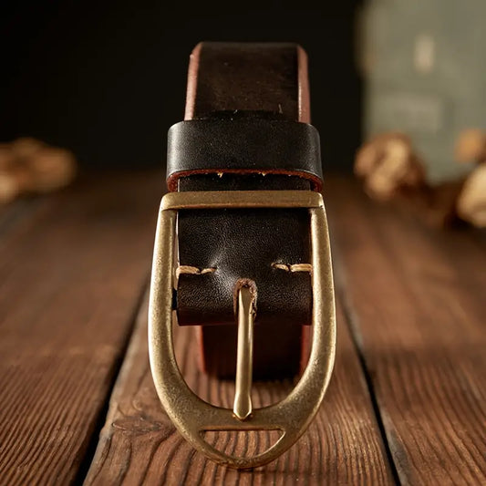 Cowhide, copper buckle belt, genuine leather