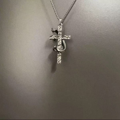 Coiled Snake Cross Necklace