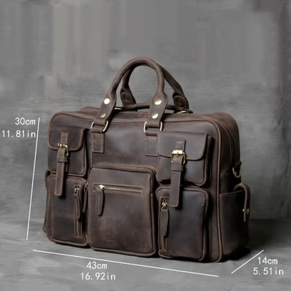 Handcrafted Crazy Horse leather men's luggage bag